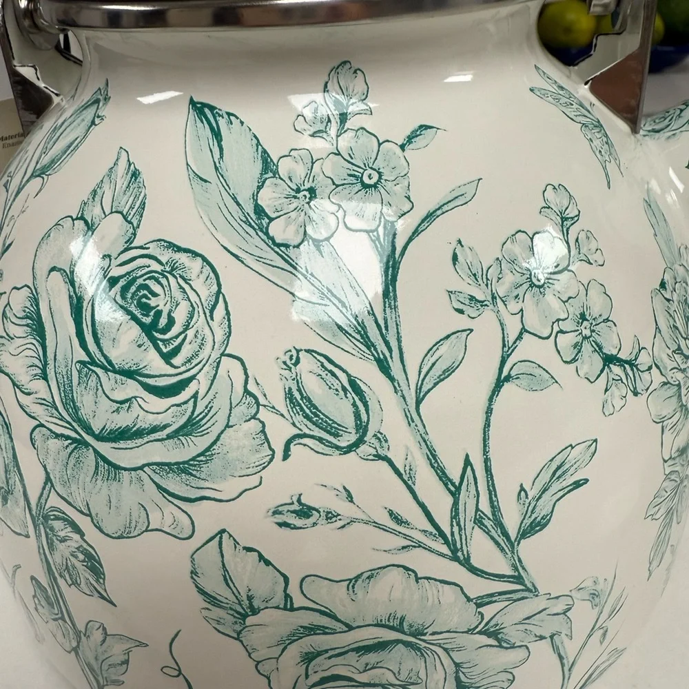The Pioneer Woman Green and White Floral Teapot